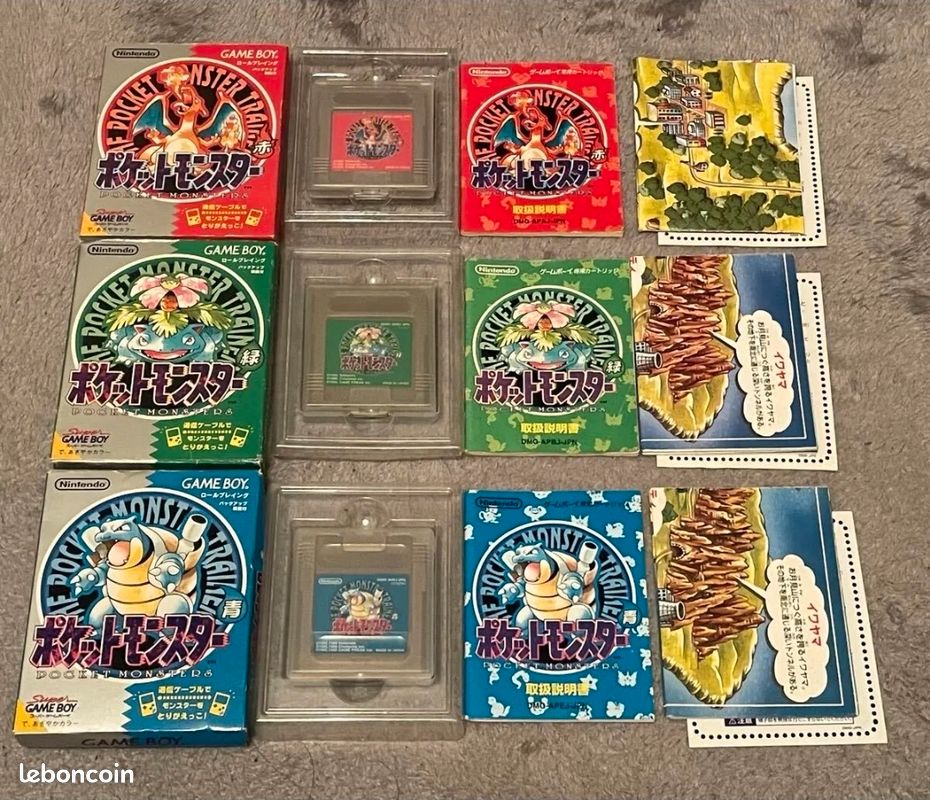 Pack Complet Pokémon Version Bleue, Rouge, Jaune, Or, Argent, Cristal – Game Boy – FRA