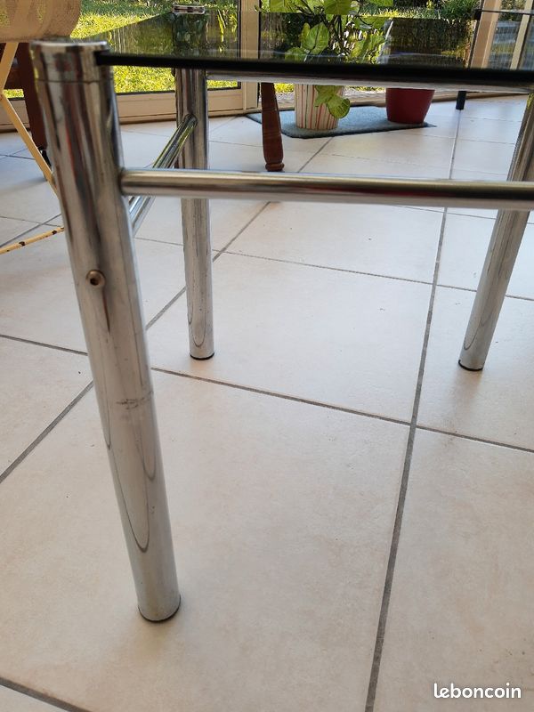 Table basse carrée verre et inox (image 5)
