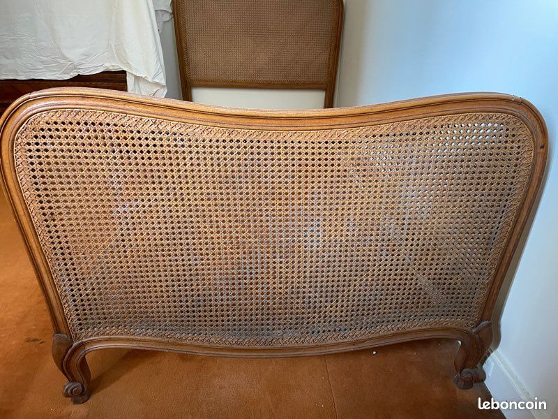 Paire de deux lits simples cannés 1920-1930 (image 5)