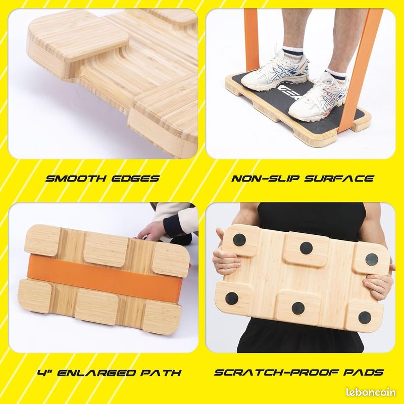 Plateforme D'exercice En Bambou GEKU FIT Pour Bandes De Résistance (24x12.5 Pouces) - Neuf