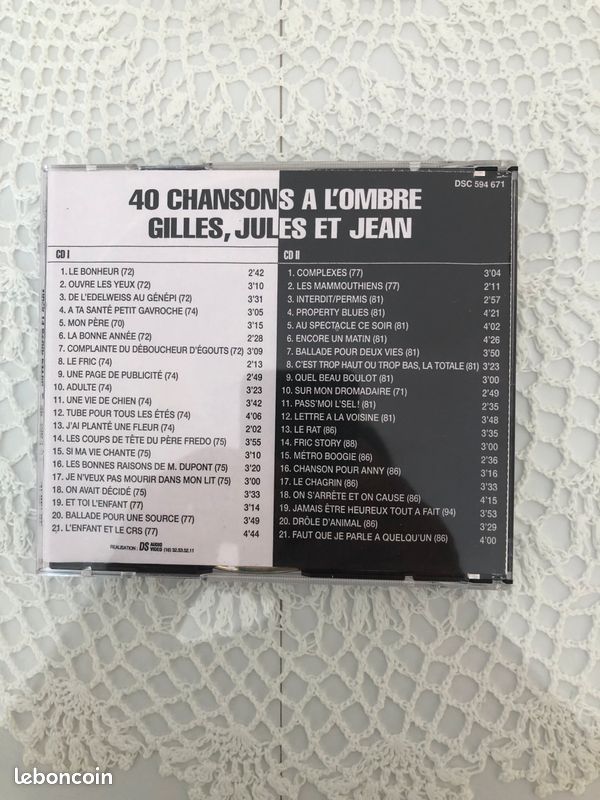 GILLES, JULES, JEAN - "40 chansons à l'ombre" (double C.D.) (image 3)
