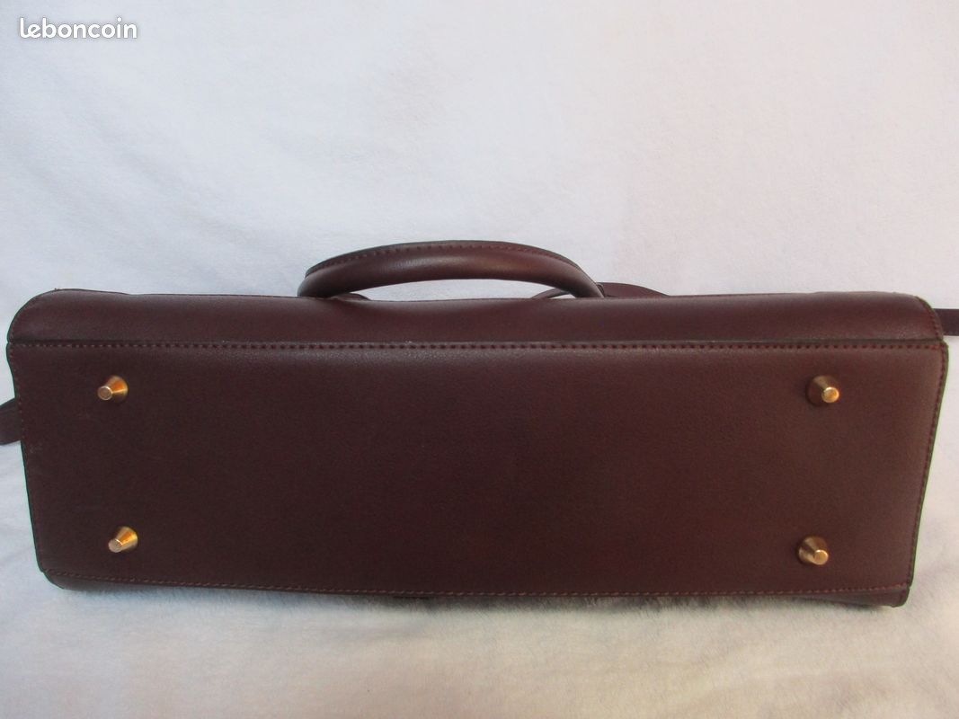 Sac à main de ville, rouge bordeaux et noir en simili cuir (image 10)