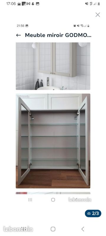 Meuble miroir salle de bain ikea GODMORGON Neuf (image 2)