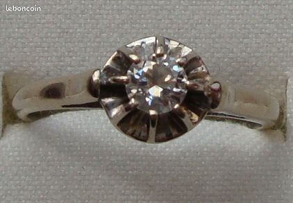 Bague Solitaire Platine Diamant 0.25 Carat - Poids 2.86 G, Taille 51, Occasion Parfait état