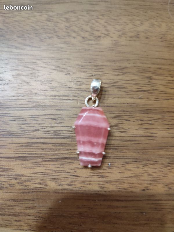 Rhodochrosite rose Du Pérou et argent pendentif (image 6)
