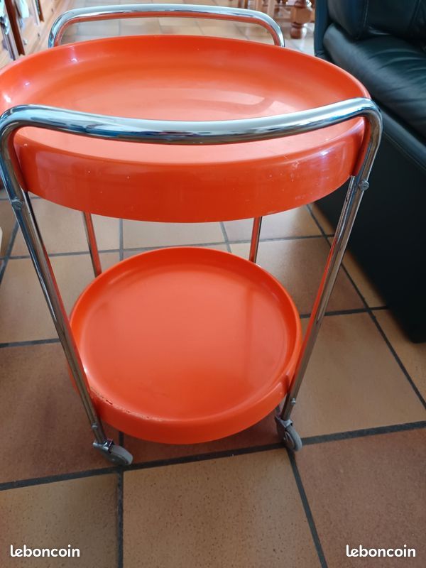 Desserte à roulette orange vintage (image 1)
