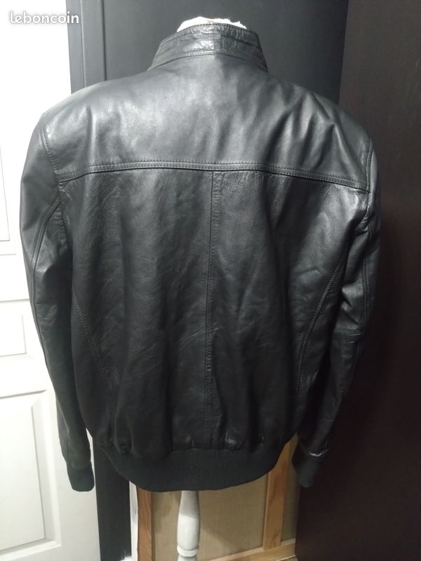 Blouson en cuir noir Mario Hernández T 42 (image 3)