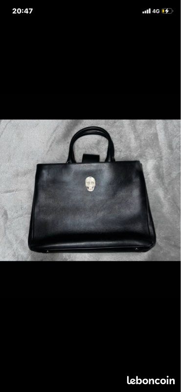Sac Fourre-tout Philipp Laqué Oversize Noir - Cuir Patiné Fait Main - Neuf