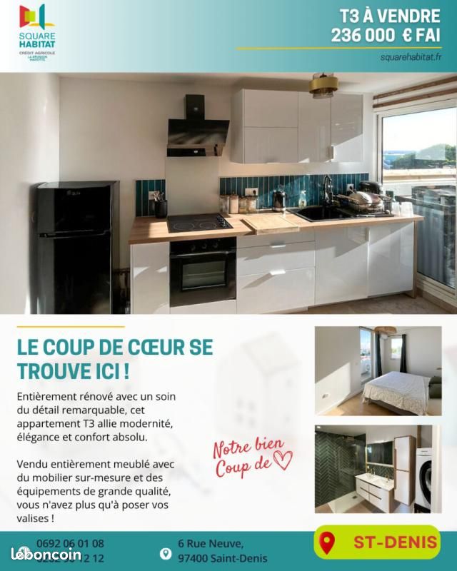 Appartement 3 pièces 60 m² · à Saint-Denis · 60 m² · 236 000 €
