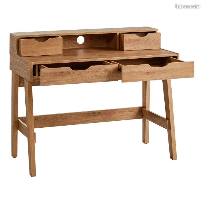 Bureau / Coiffeuse 4 tiroirs – comme neuf (6 mois) – imitation chêne (image 6)
