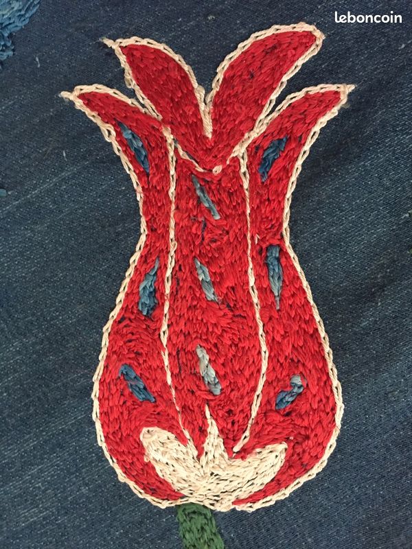 Susani Ancien D'Ouzbékistan - Broderie Soie Sur Coton - Art Textile