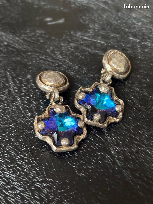 Boucles d'oreilles marguerite diamants clips - Bijoux anciens
