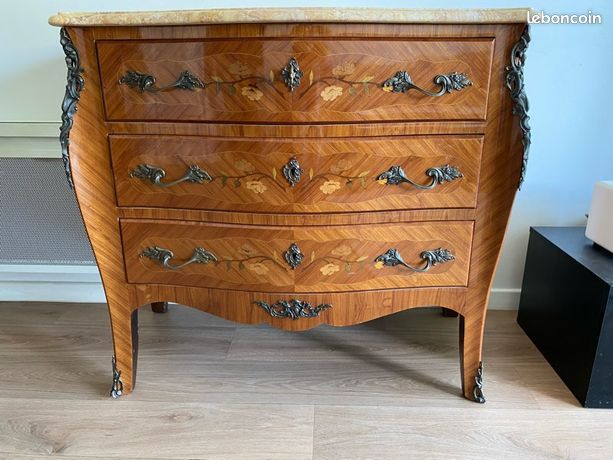 Commode Napoléon III - Quatre Tiroirs - Dessus Marbre - XIXème Siècle