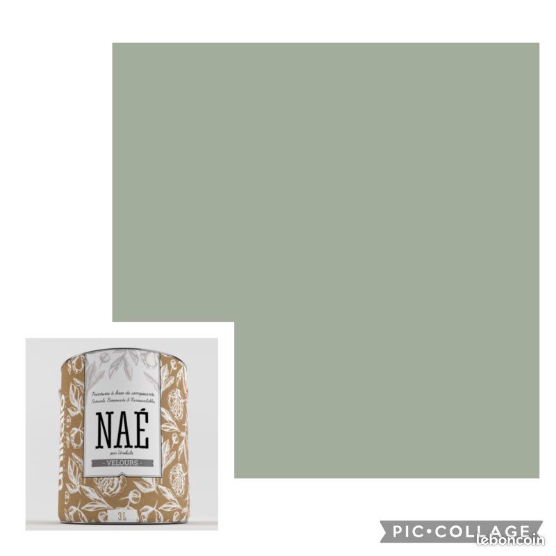 Pot peinture naturelle coloris vert sauge Naé de chez Unikalo biosourcee et renouvelable (image 1)