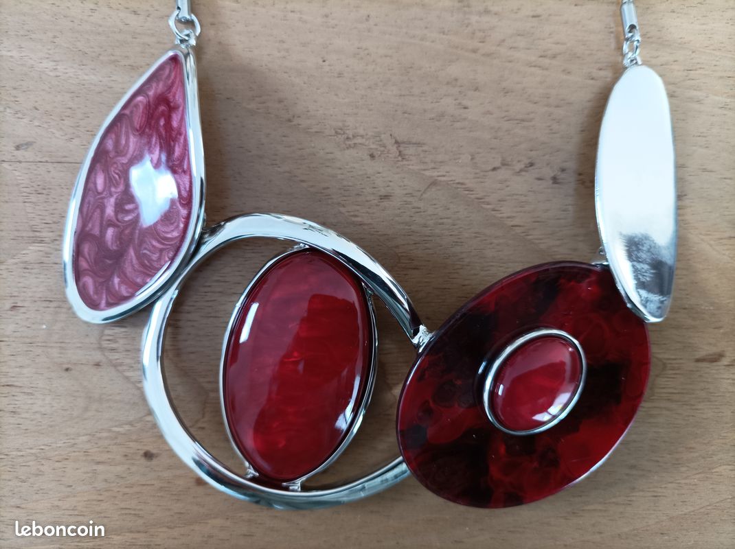 Collier fantaisie metal argente (image 5)