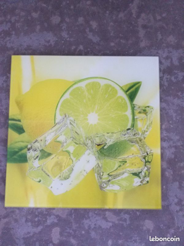 Eurographics DG-DT1048 Cadre en Verre Motifs Citrons et glaçons 50 x 50 cm (image 1)