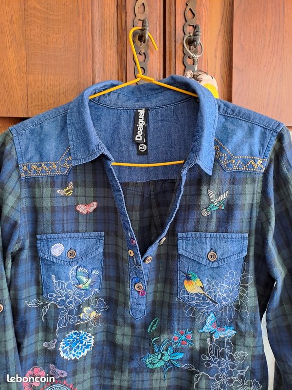 Chemisier Desigual Taille XS (34) - Multicouleur, Coton, Manches Longues, Occasion Très Bon État