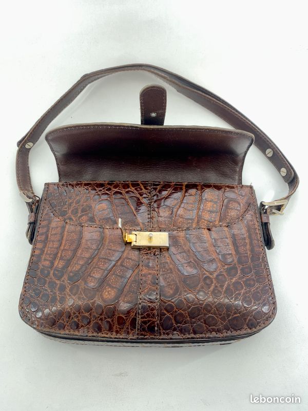 Sac Bandoulière Sac Vintage En Crocodile Veritable Sac à Main - Main Image