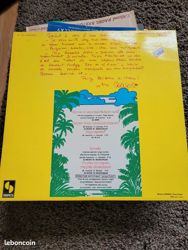 Disque vinyle 33T Carlos (image 2)