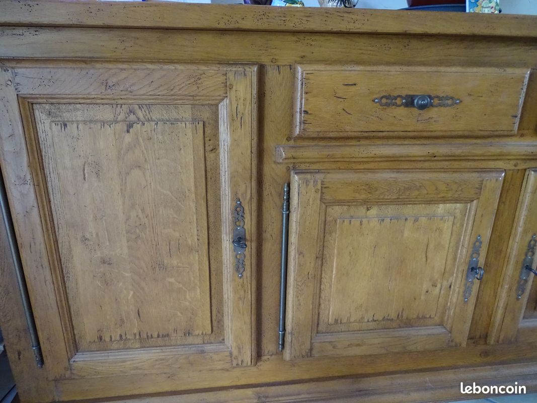 Buffet bas chêne massif 4 portes (image 3)