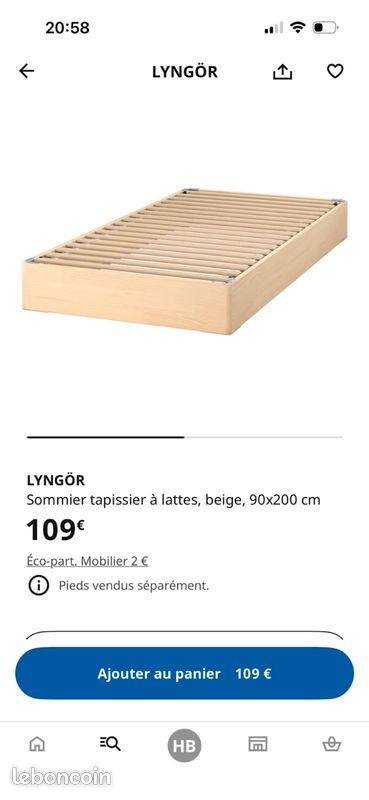 1 lit Ikéa 90x190 avec sommier et matelas (image 6)