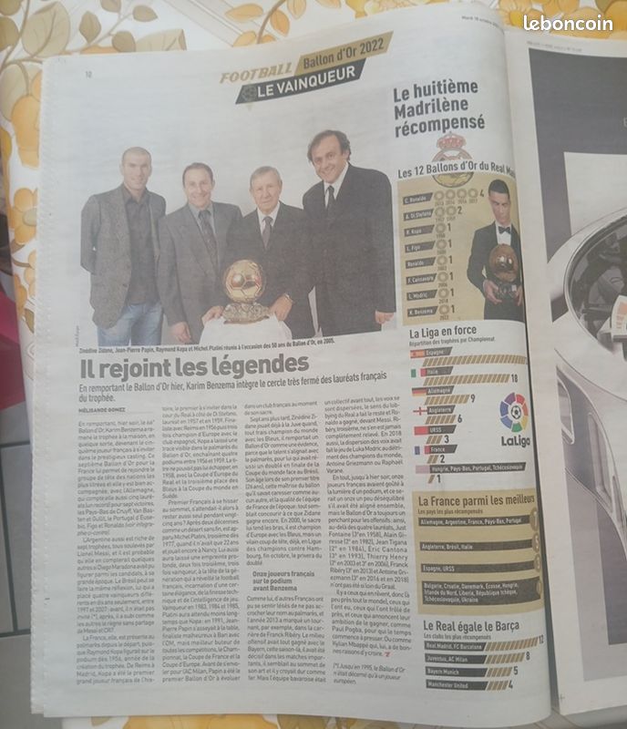 Journal L'Équipe Édition Originale - Benzema Ballon D'Or 2022 - 18 Et 22 Octobre 2022