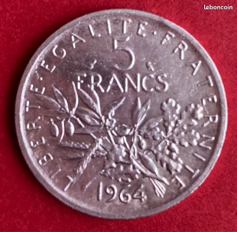Pièce Argent 5 Francs Semeuse Roty 1964 - Rare Et En état SPL