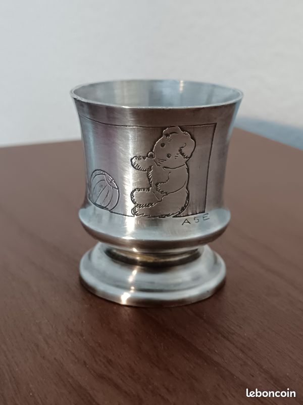 Petit Coquetier En Métal Argenté, Style Années 50, Vintage Et Charmant