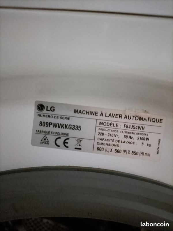 Machine à laver LG 8kg A+++ -30% (image 2)