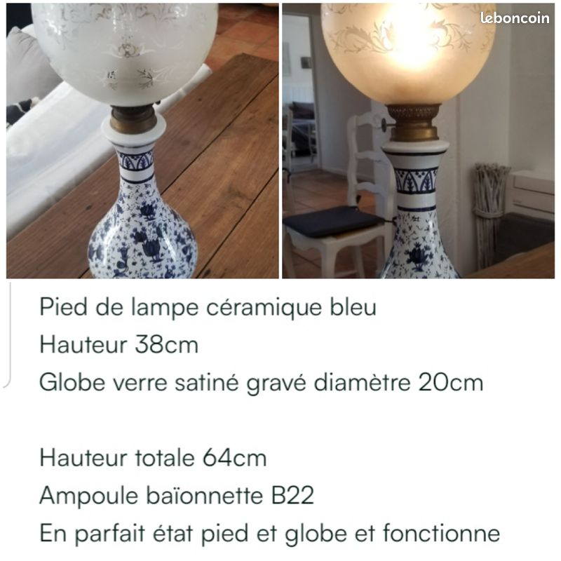 Lampe salon grande dorée abat-jour ivoire - B2