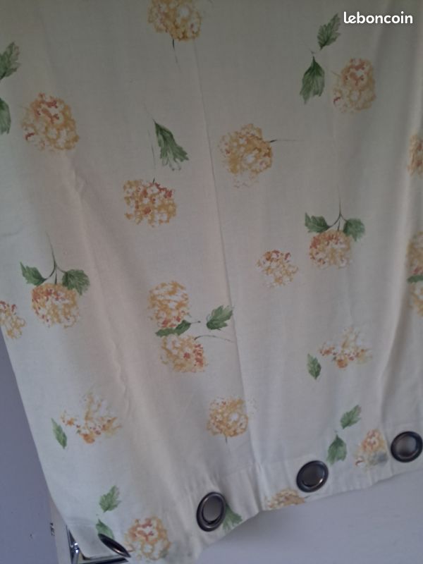 1 rideau anneau fleur orange 240H 150L (image 1)