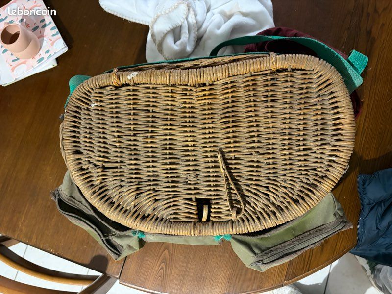 🧺 Vieux Panier De Pêche En Osier Tressé - Déco Vintage Ou Rangement