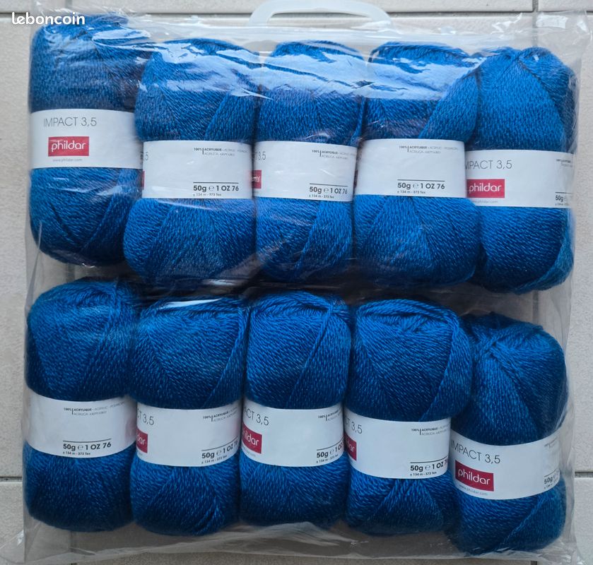 Lot De 7 Pelotes Phildar Baladin - Couleurs Bleue Et Bis - Neuf Pour Tricot/crochet