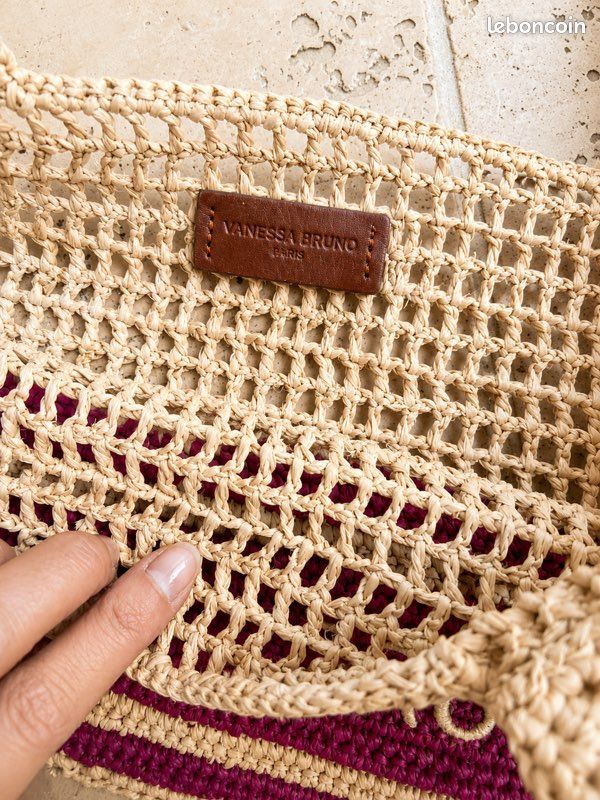 Sac Vanessa Bruno raphia beige et rose neuf (image 4)