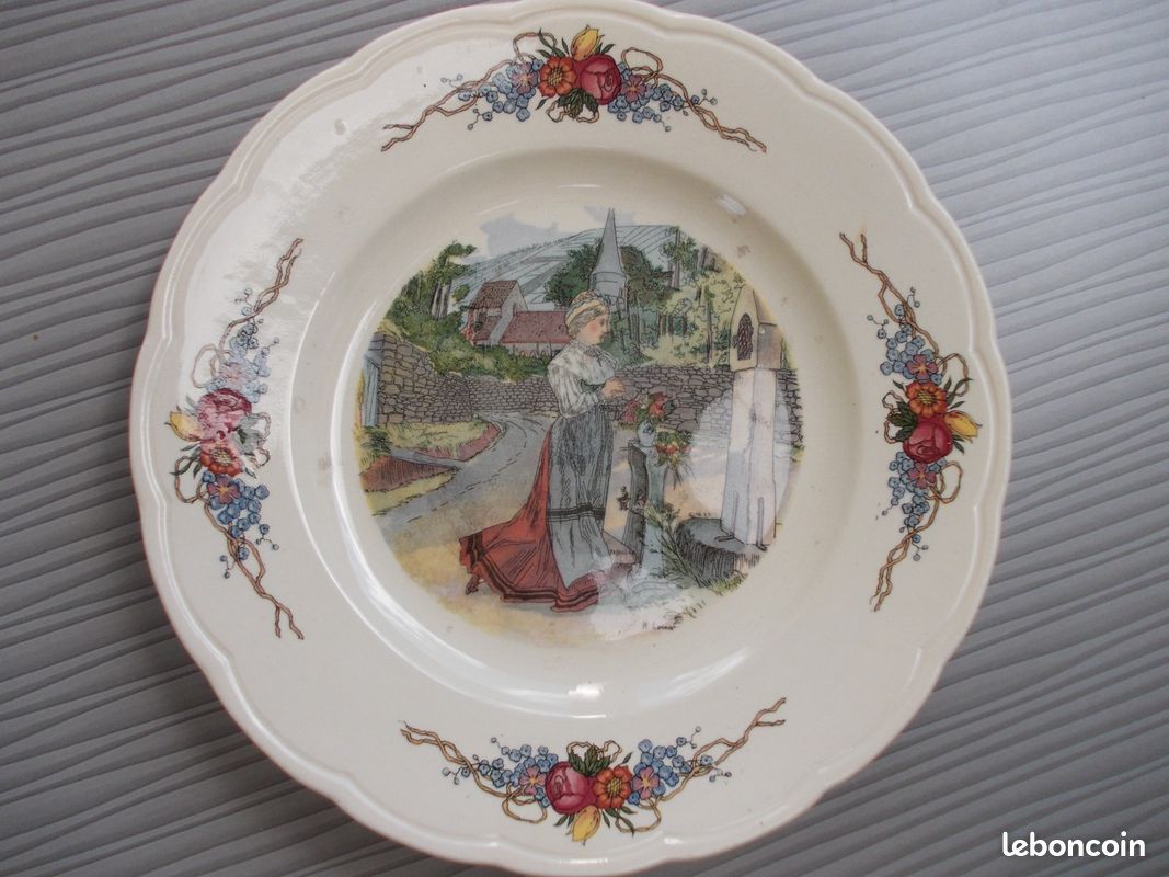 Ancienne Assiette " OBERNAI " U&C la Prieuse en bon état (image 1)