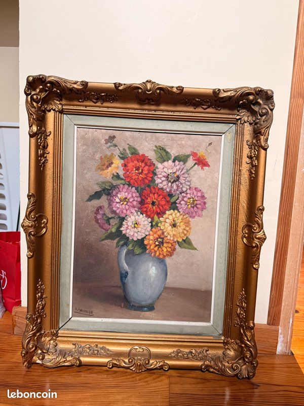 Nature morte huile sur toile dans un cadre doré