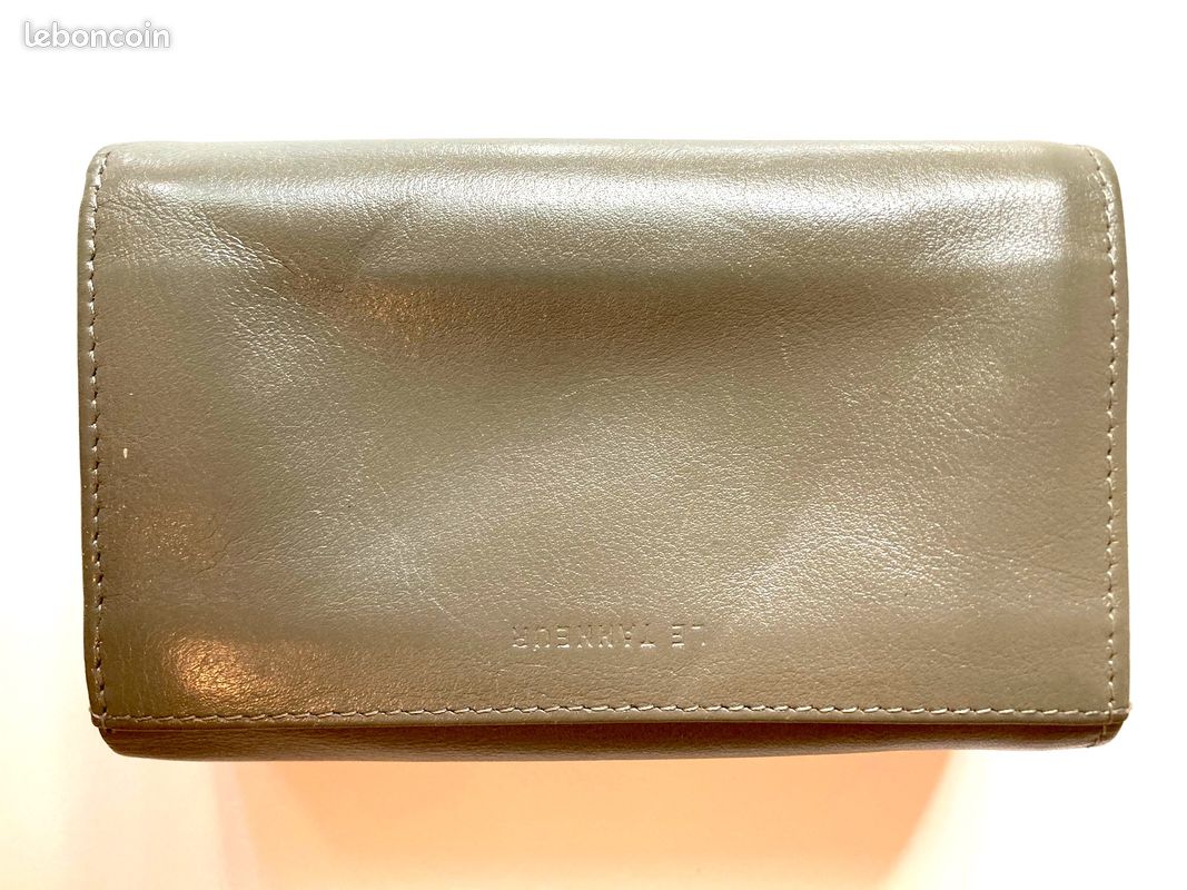 Portefeuille olive cuir LE TANNEUR en TBE porte feuille porte-feuille porte-monnaie ( luxe haut de gamme lancel longchamp sézane hermès polène fleuron ) (image 4)
