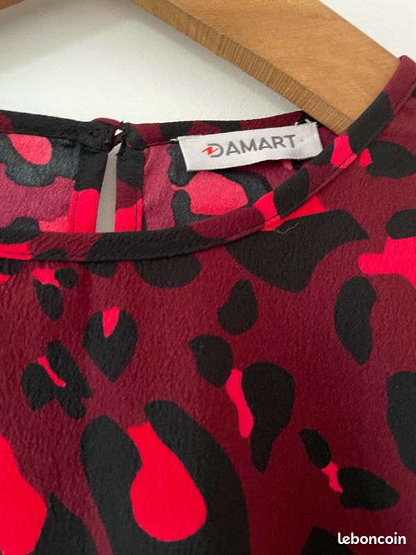 Damart Blouse imprimer léopard rouge/noir (image 2)