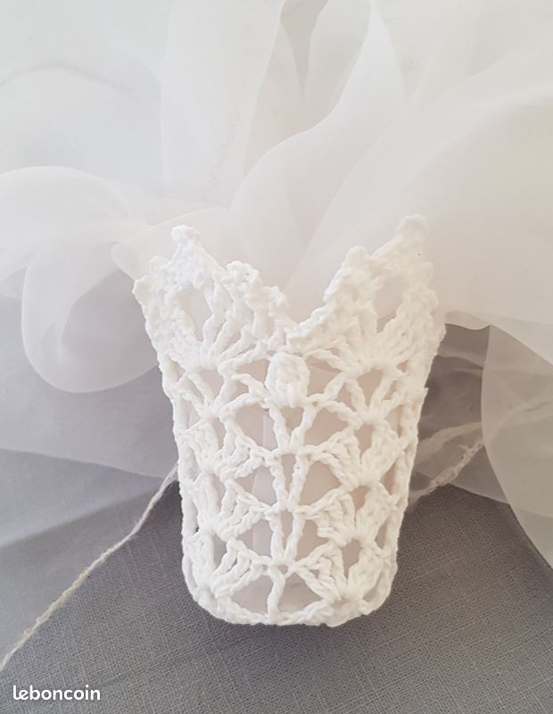 BONBONNIERE de TABLE crochet main artisanat français S RAISONNIER rose