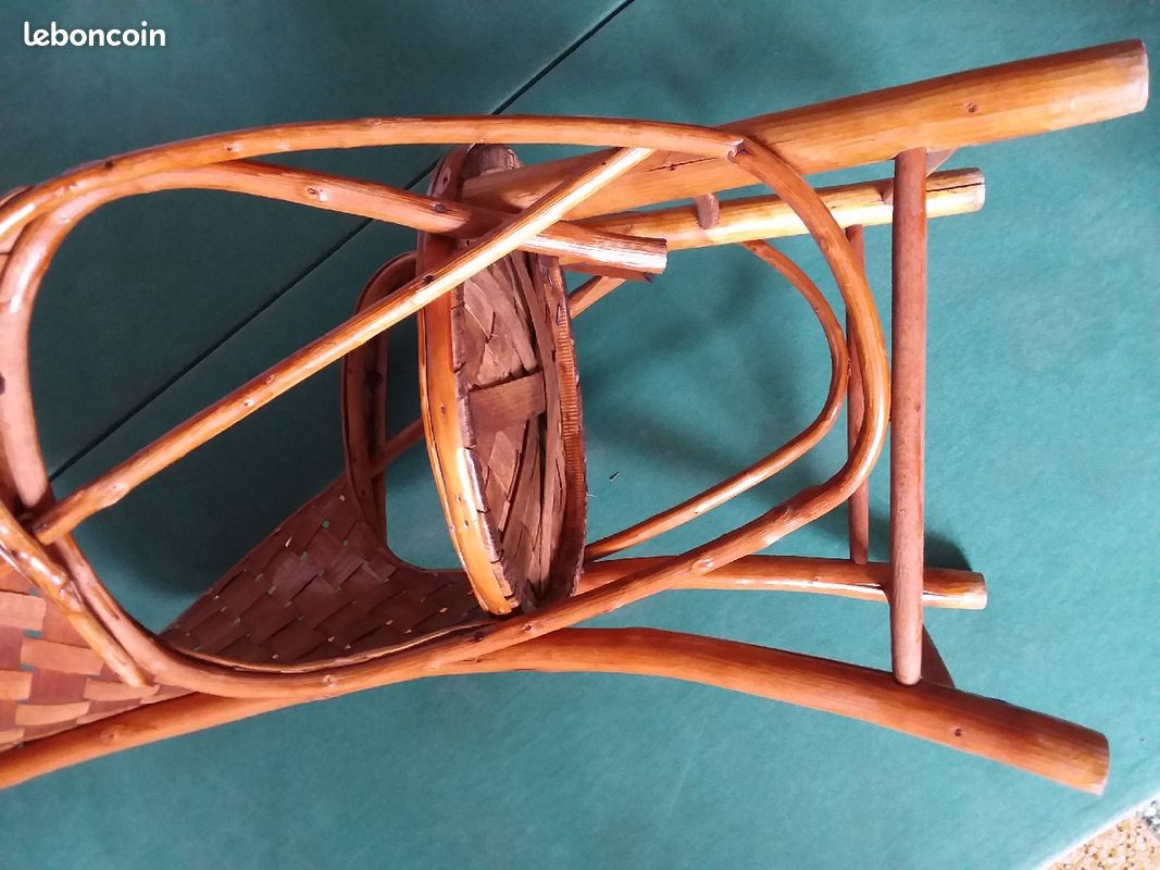 Fauteuil en bois et en écorces de châtaignier vintage (image 7)