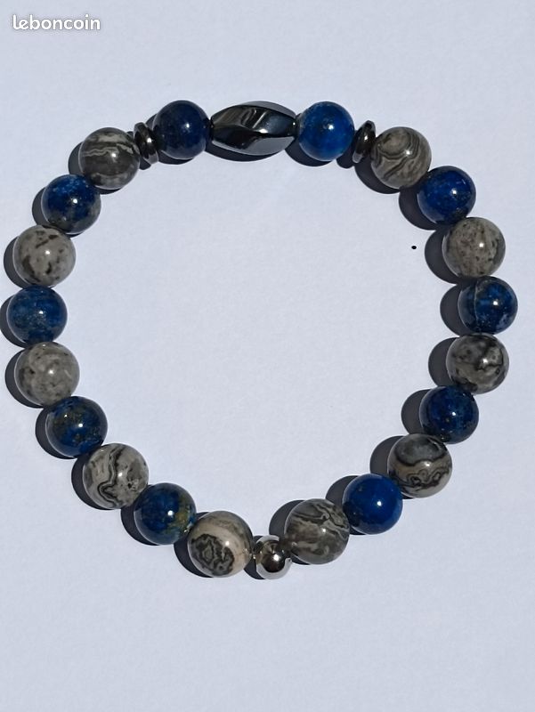 Bracelet mixe Lapis-Lazuli et Jaspe Picasso (image 1)