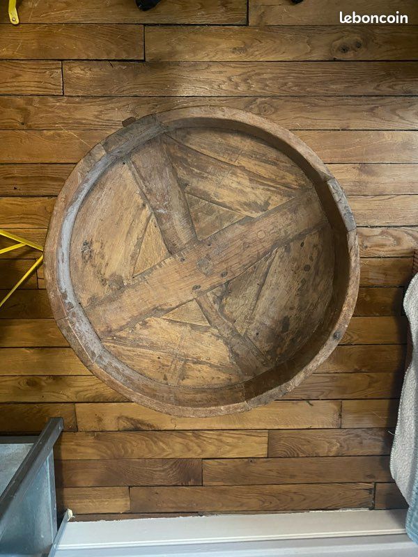Table basse Chakki indienne - bois sculpté (ancien moulin à grain) (image 6)