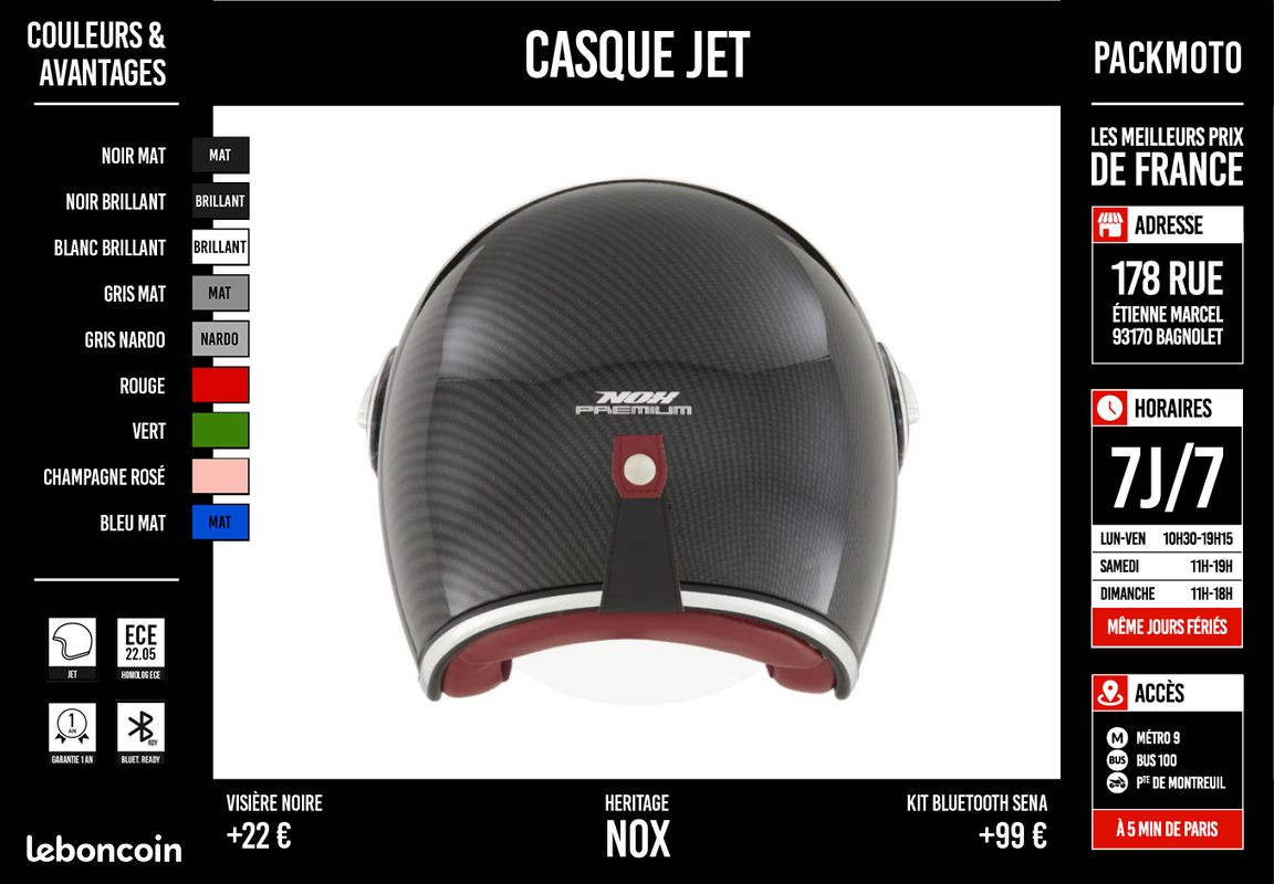 Casque Jet Vintage NOX Heritage - NEUF (look Ruby) + Garantie (image 10)