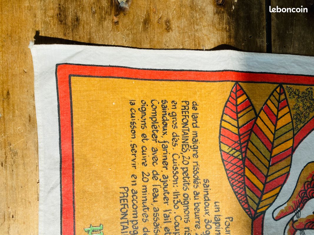 Vintage- Ancien torchon de cuisine-Gibelotte de Lapin-Préfontaines (image 2)
