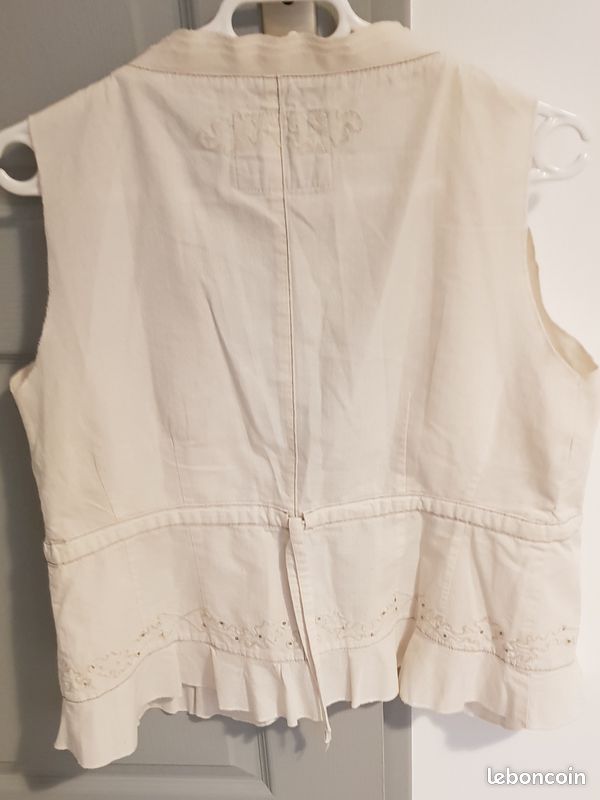 Gilet sans manches fantaisie écru (image 2)