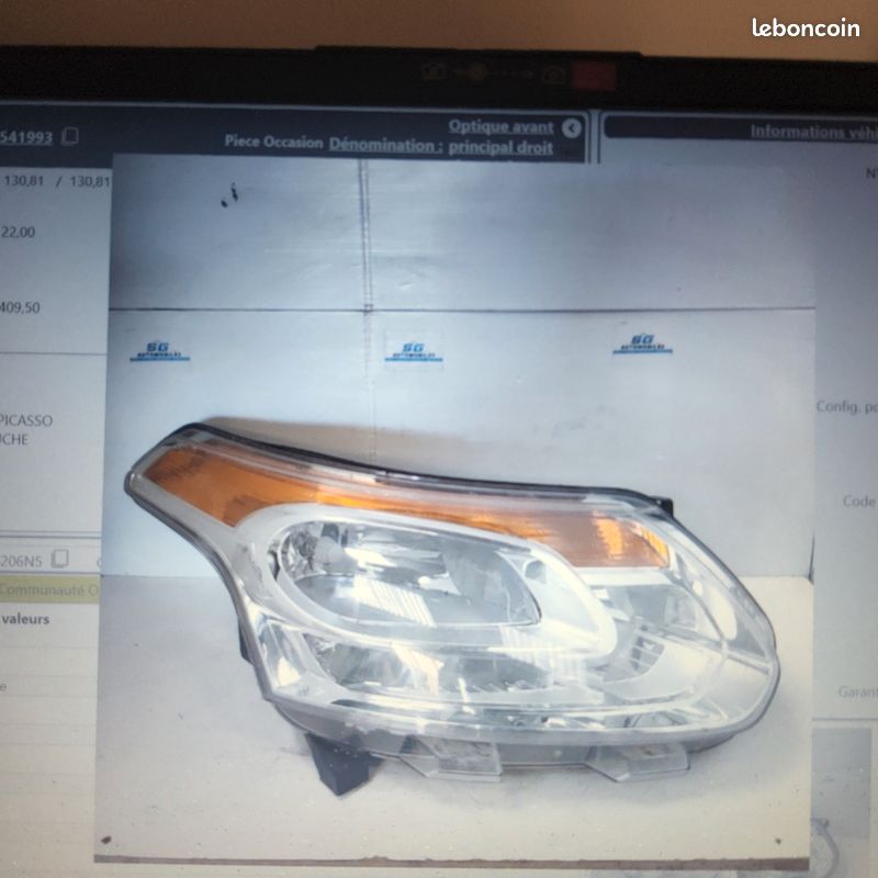 Optique avant principal droit (phare) Citroën C3 Picasso Phase 1 (image 1)