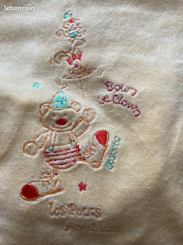 Grenouillère bébé mixte velours – 1 mois – Motif ourson clown (image 3)