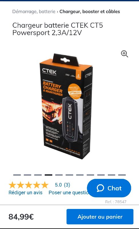 Chargeur batterie CTEK CT5 Powersport 2,3A/12V - Norauto