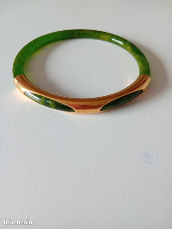 Bracelets Vintage En Bakélite Verte - Matière Plastique Rétro - Occasion (état à Vérifier)