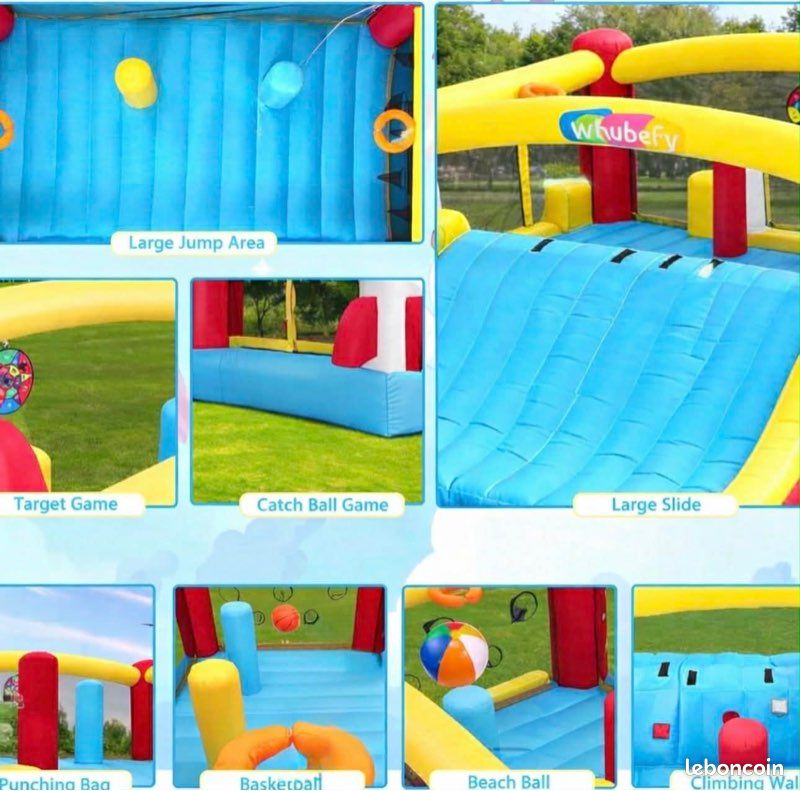 Château Gonflable 12-en-1 – Course, Toboggans, Pataugeoire, Trampoline – 750W, 840D, Double Couture – Intérieur/extérieur – Cadeau Pour Enfant